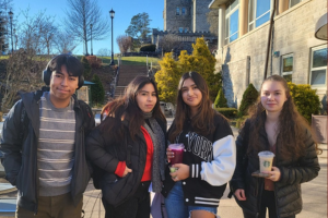   Four students on the Manhattanville College campus